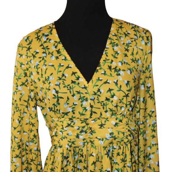 CLEARANCE SALE Boohoo Dress Yellow Floral Long Sleeve CUTE, Size 6 Pre-Loved - Picture 3 of 11